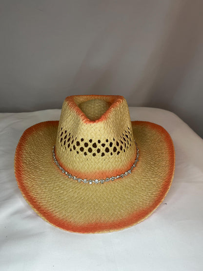 Western Straw Cowboy Hat with Rhinestone Band