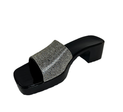 Dazzle Summer Sandals Rhinestone Slide Sandals for Women – Sparkly Glam Flats, Bling Slip-On Summer Shoes, Crystal Embellished Sandals