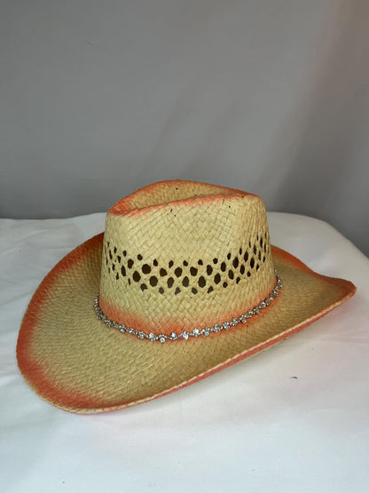 Western Straw Cowboy Hat with Rhinestone Band
