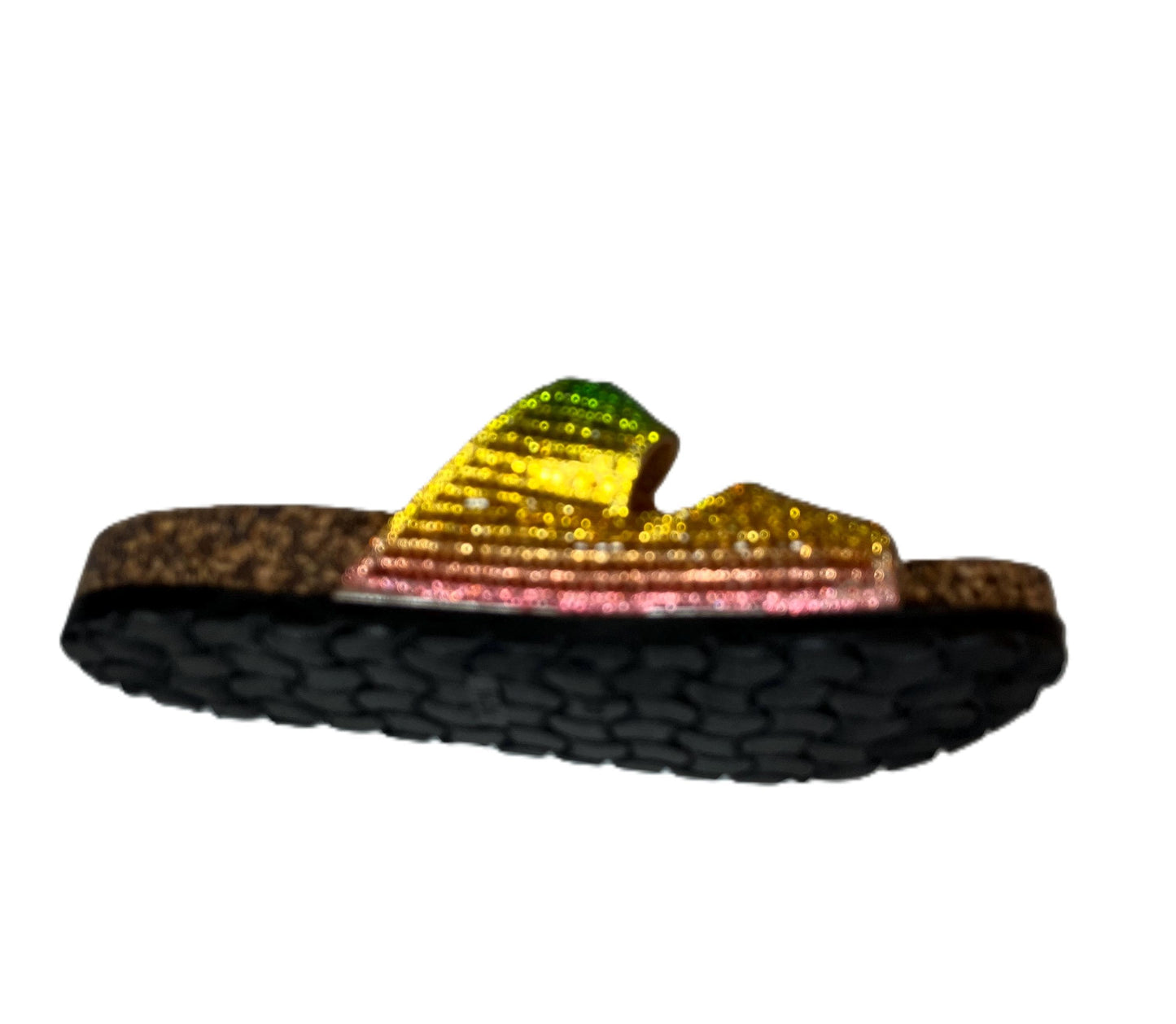 Atalina Double Buckle Sandals - Sparkly Rhinestone Slide Sandals for Women | Glam Summer Slip On Sandals | Glitter Buckle Sandals