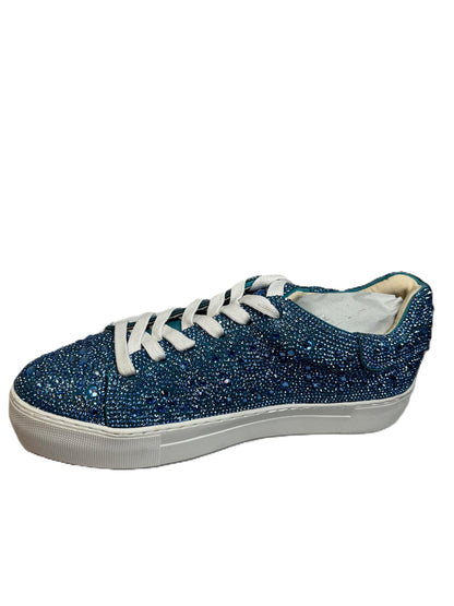 Cozzy Rhinestone Sneakers - Rhinestone Glitter Sneakers | Sparkly Lace-Up Shoes