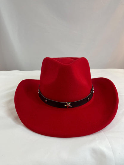 Western Style Cowboy Cowgirl Hat with Star Belt Band - Western Rodeo