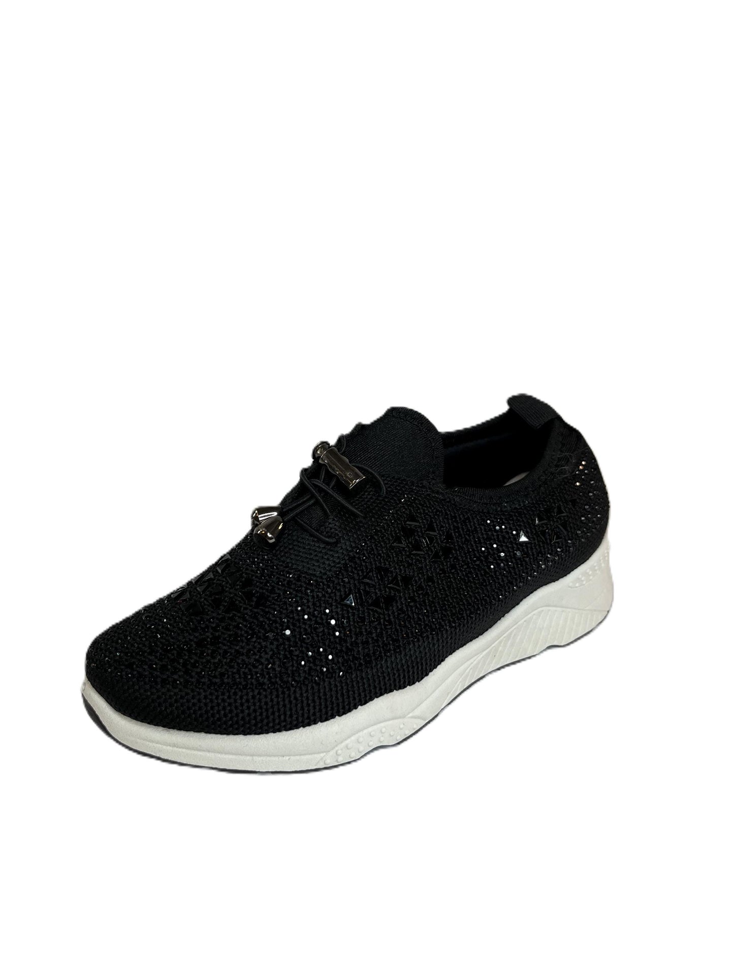 Golden Road Sneakers Girls Sparkly Rhinestone Sneakers – Bling Casual Shoes for Little Girls, Mesh Trainers with Crystals