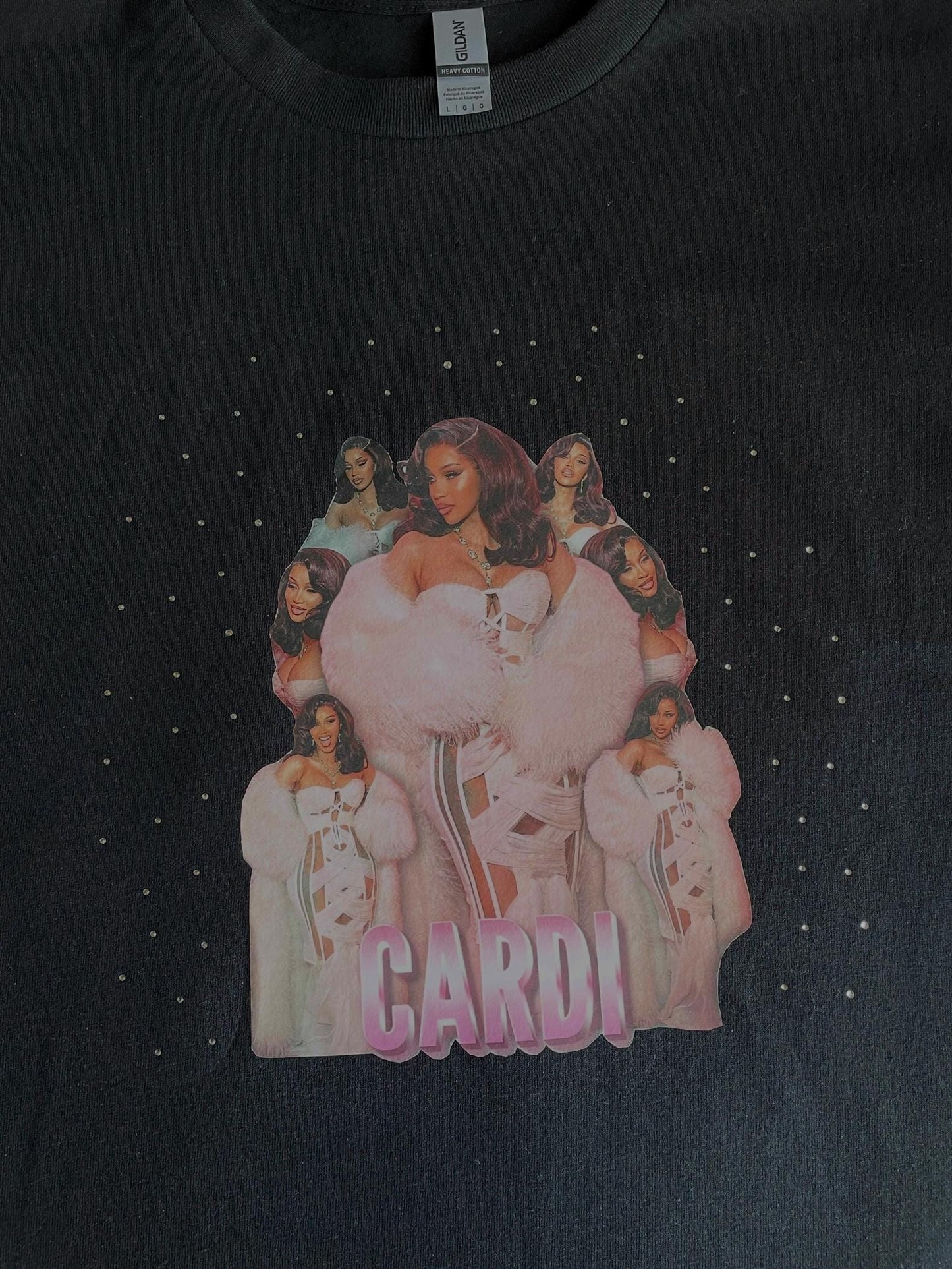 Cardi B Rhinestone Vinyl T Shirt