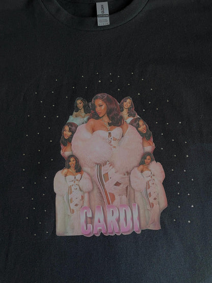 Cardi B Rhinestone Vinyl T Shirt