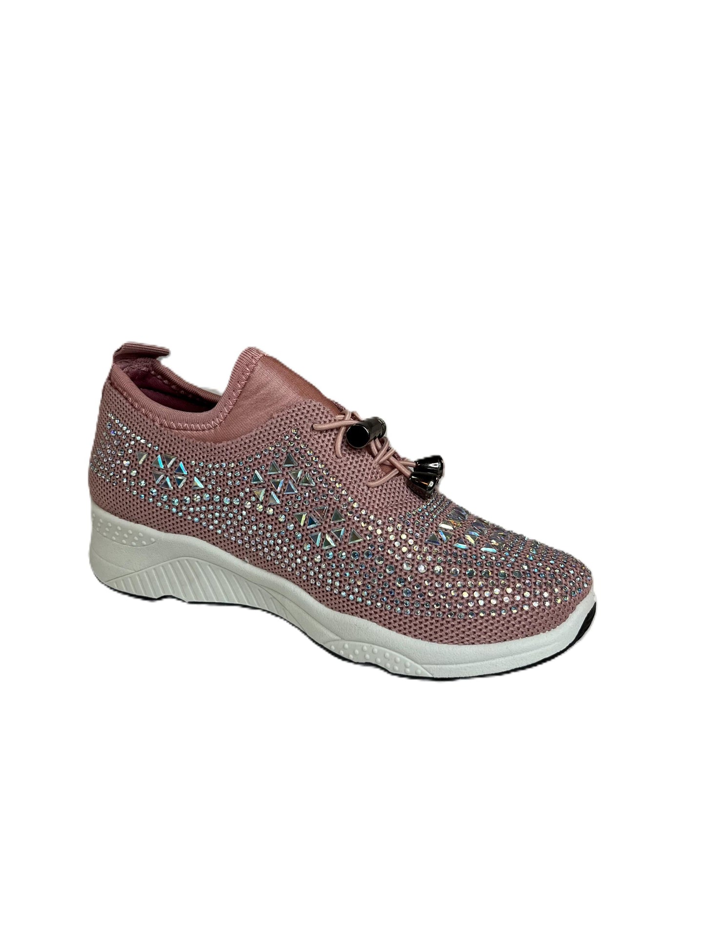Golden Road Sneakers Girls Sparkly Rhinestone Sneakers – Bling Casual Shoes for Little Girls, Mesh Trainers with Crystals