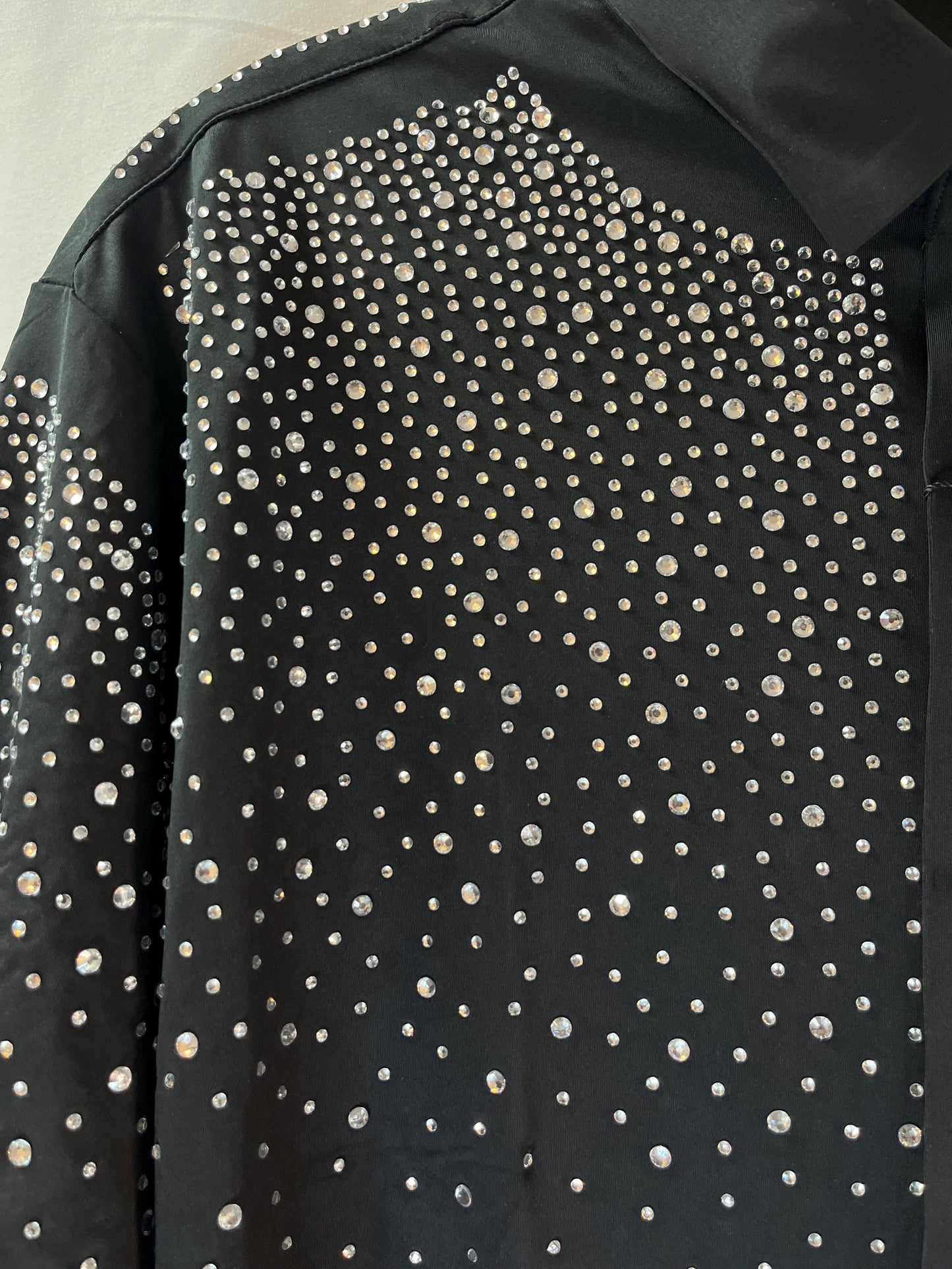 Men’s Rhinestone Studded Button-Down Shirt – Short Sleeve Statement Shirt | Studded Bling Shirt | Black Party Shirt | Vegas Wear