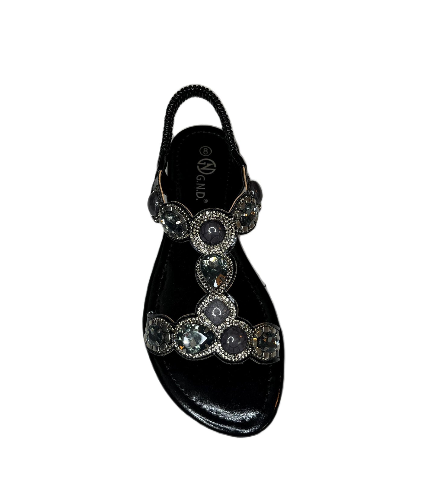 Stone Embellished Strap Elastic Band Women's Summer Sandals