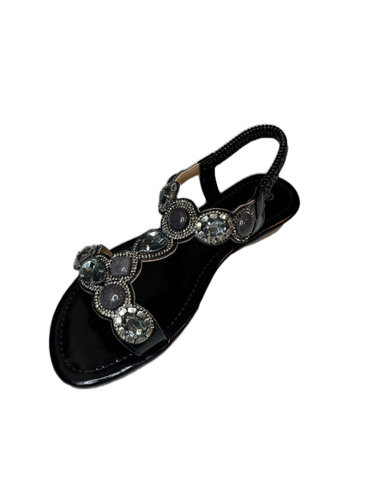Stone Embellished Strap Elastic Band Women's Summer Sandals