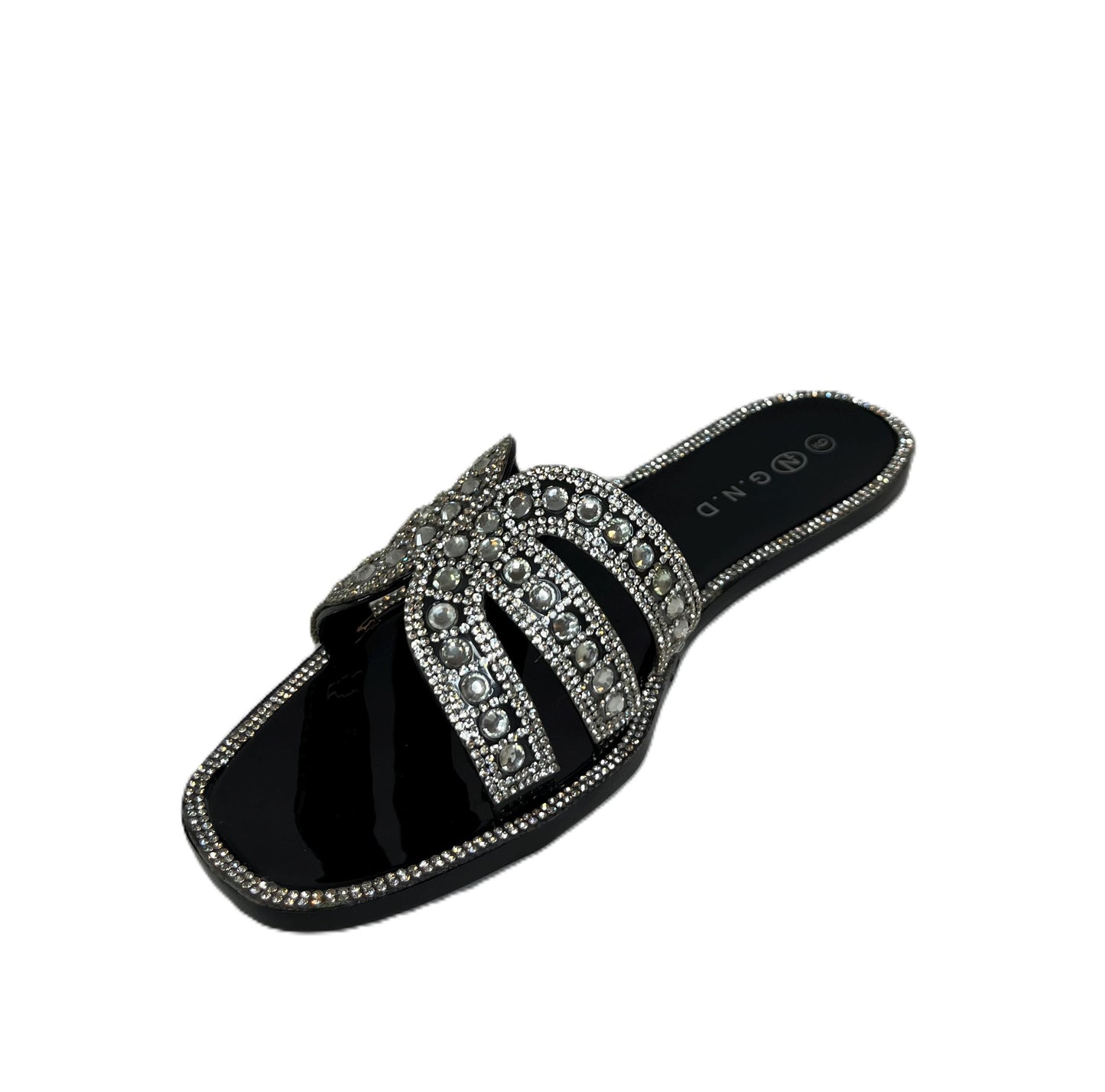 Dazzle Summer Sandals Rhinestone Slide Sandals for Women – Sparkly Glam Flats, Bling Slip-On Summer Shoes, Crystal Embellished Sandals