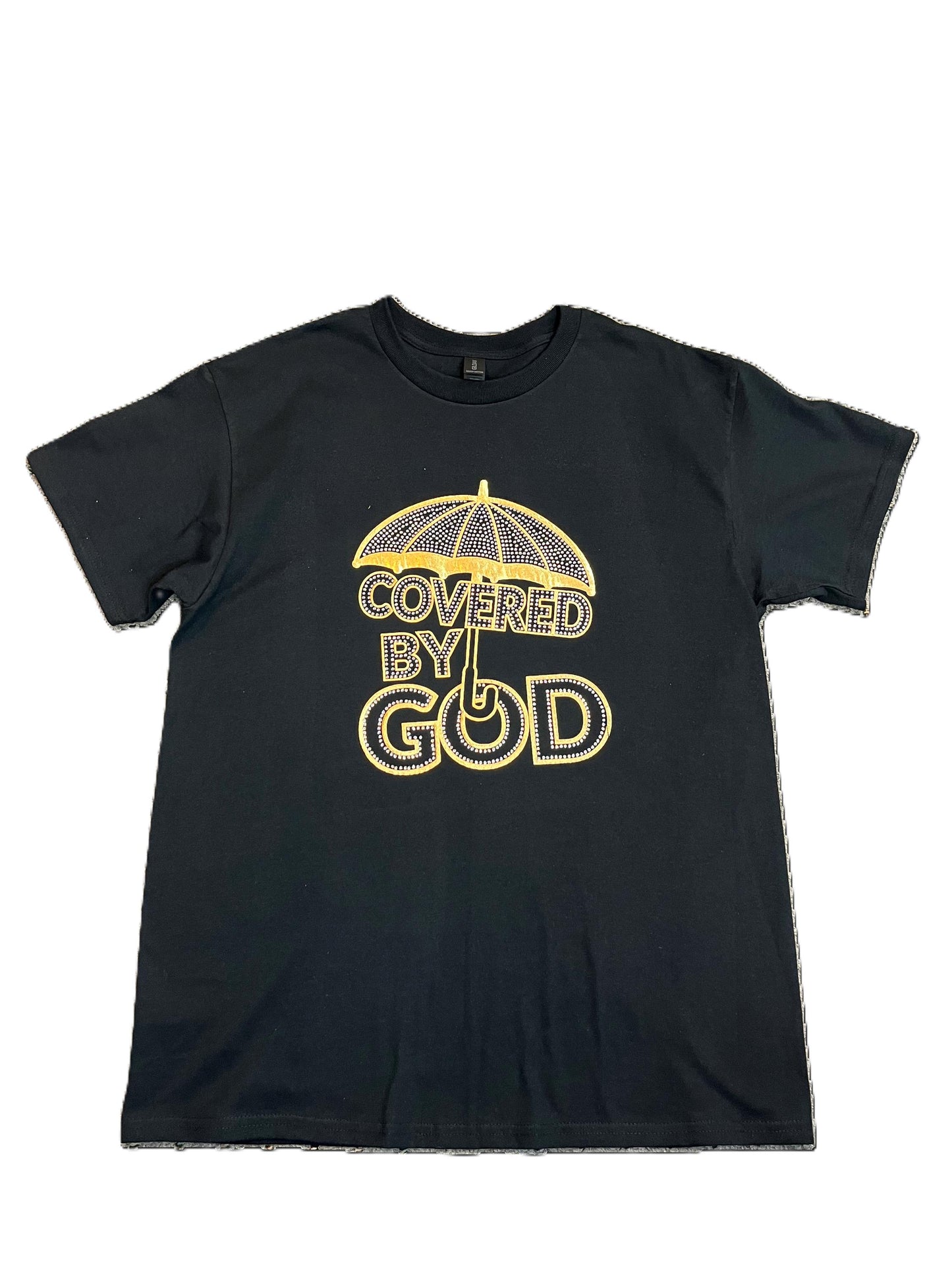 Cover By God Gold Rhinestone T Shirt