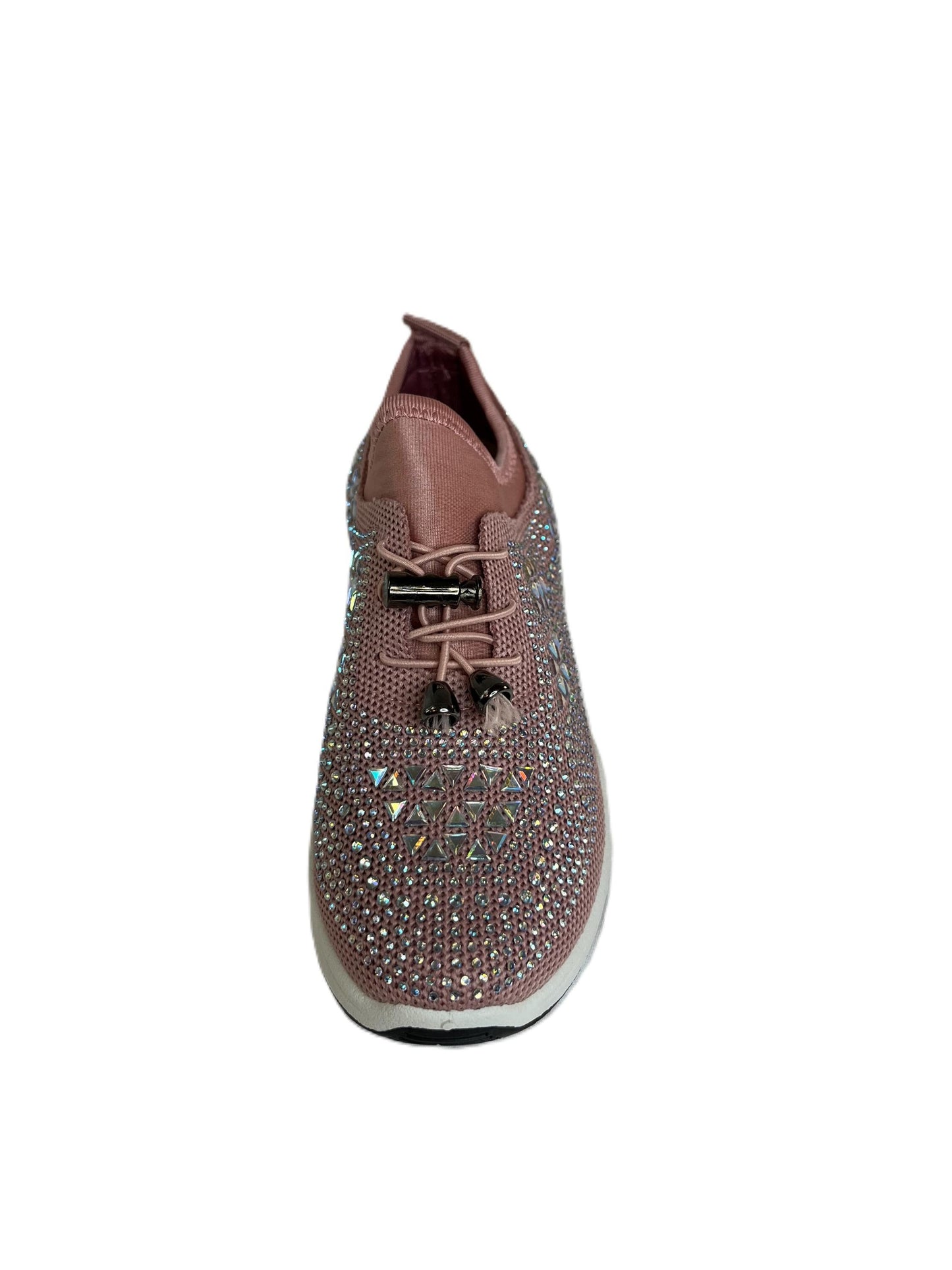 Golden Road Sneakers Girls Sparkly Rhinestone Sneakers – Bling Casual Shoes for Little Girls, Mesh Trainers with Crystals