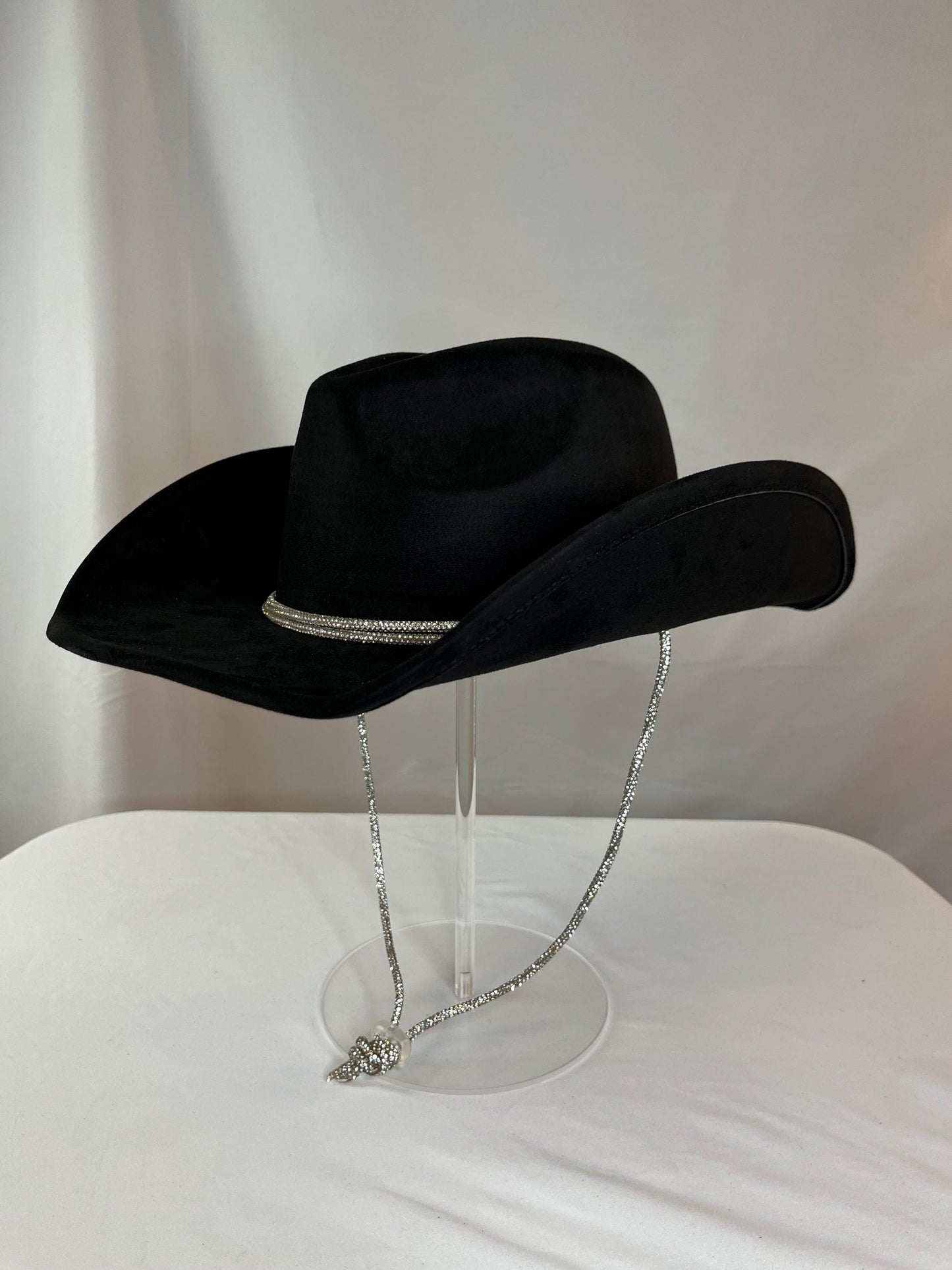 Black Rhinestone Rope Cowboy Hat | Sparkle Western Hat | Glam Cowgirl Hat with Chin Strap | Rodeo Festival Concert Hat