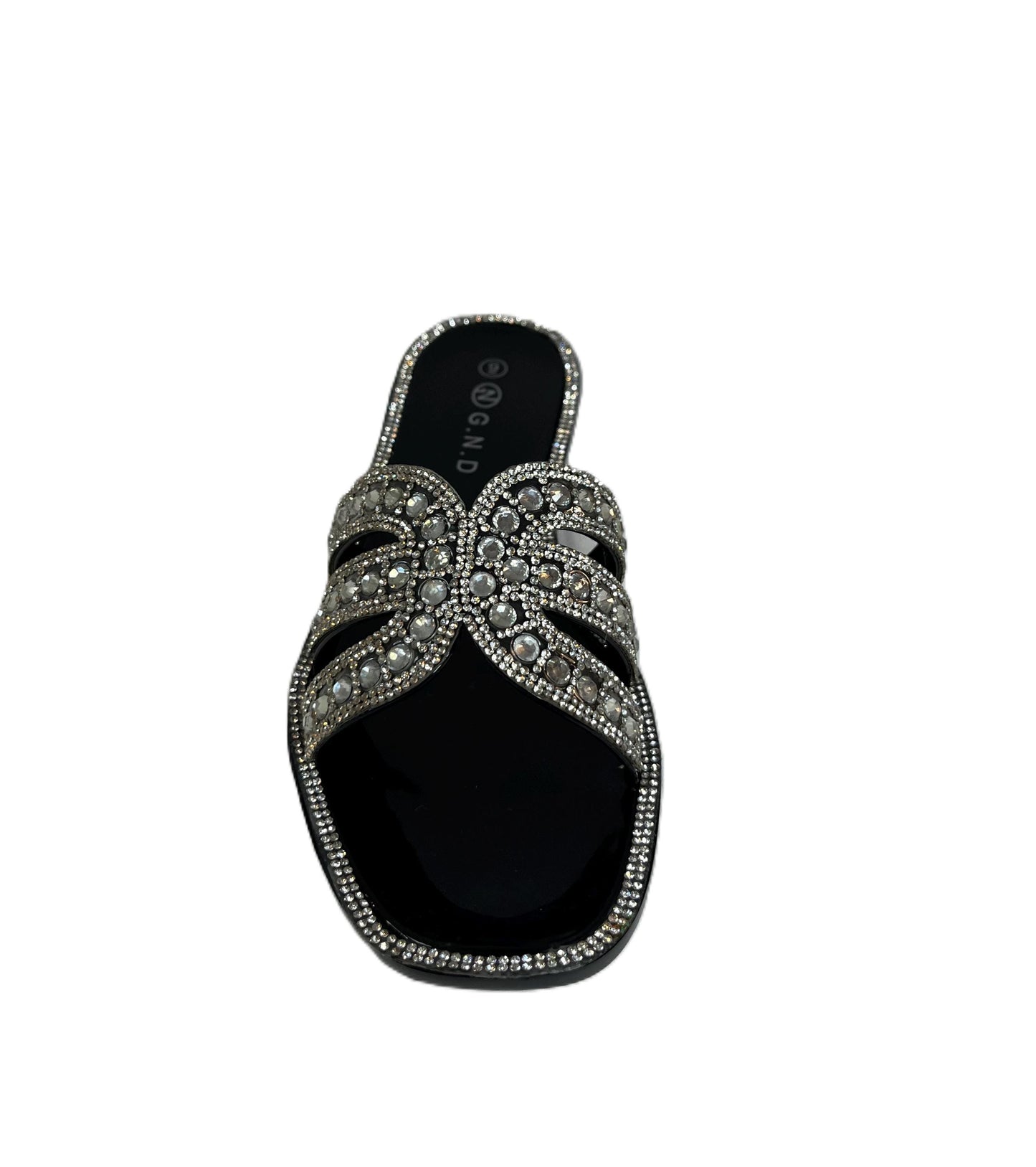 Dazzle Summer Sandals Rhinestone Slide Sandals for Women – Sparkly Glam Flats, Bling Slip-On Summer Shoes, Crystal Embellished Sandals