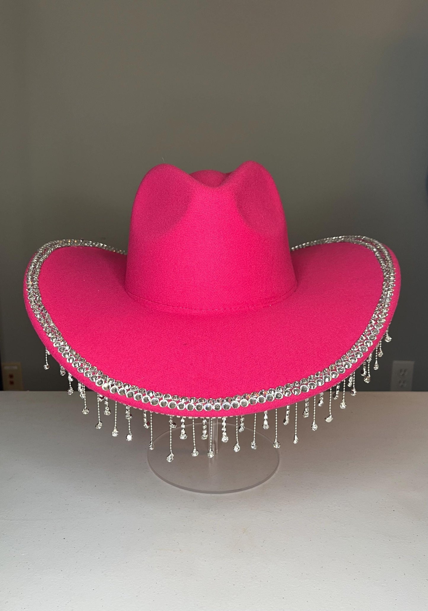 Red and Pink Rhinestone Cowgirl Hat with Fringe – Sparkly Western Cowboy Hat for Women – Rodeo, Bachelorette, Concert Glam Hat