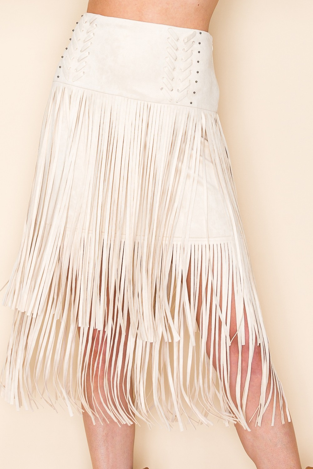 Fringe Midi Skirt – Western Boho Suede Look