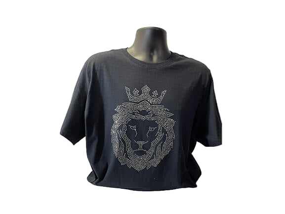 Gildan King Lion T-Shirt with Silver Rhinestones