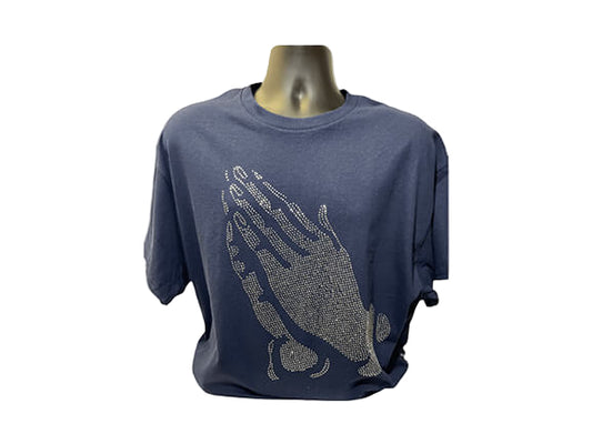 Gildan Large Praying Hands: All Silver Rhinestones