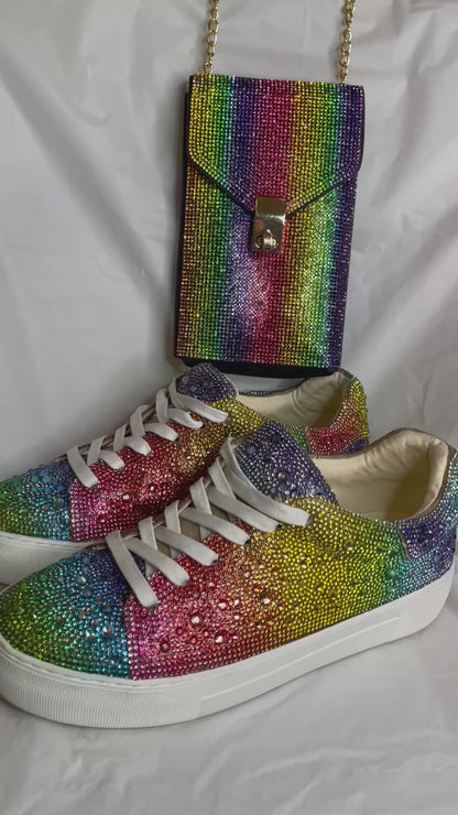 Cozzy Rhinestone Sneakers - Rhinestone Glitter Sneakers | Sparkly Lace-Up Shoes