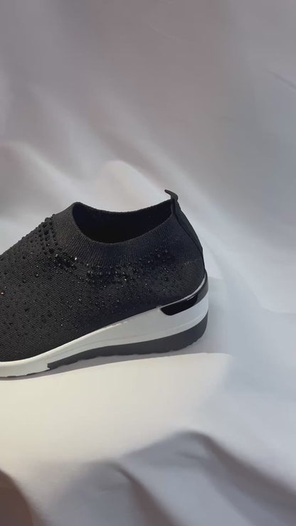 Atalina Black Rhinestone Slip-on Sneaker