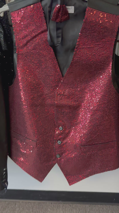 Men's Sequin Vest | Silver or Gold Sparkle Waistcoat | Disco Prom Party Outfit | Shiny Sequin Tuxedo Vest |